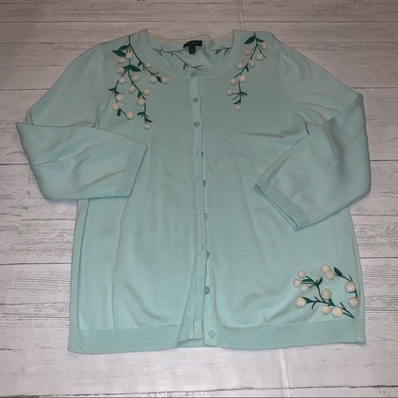 Talbots Sweaters - TALBOTS rare POM POM SPRING CARDIGAN medium large